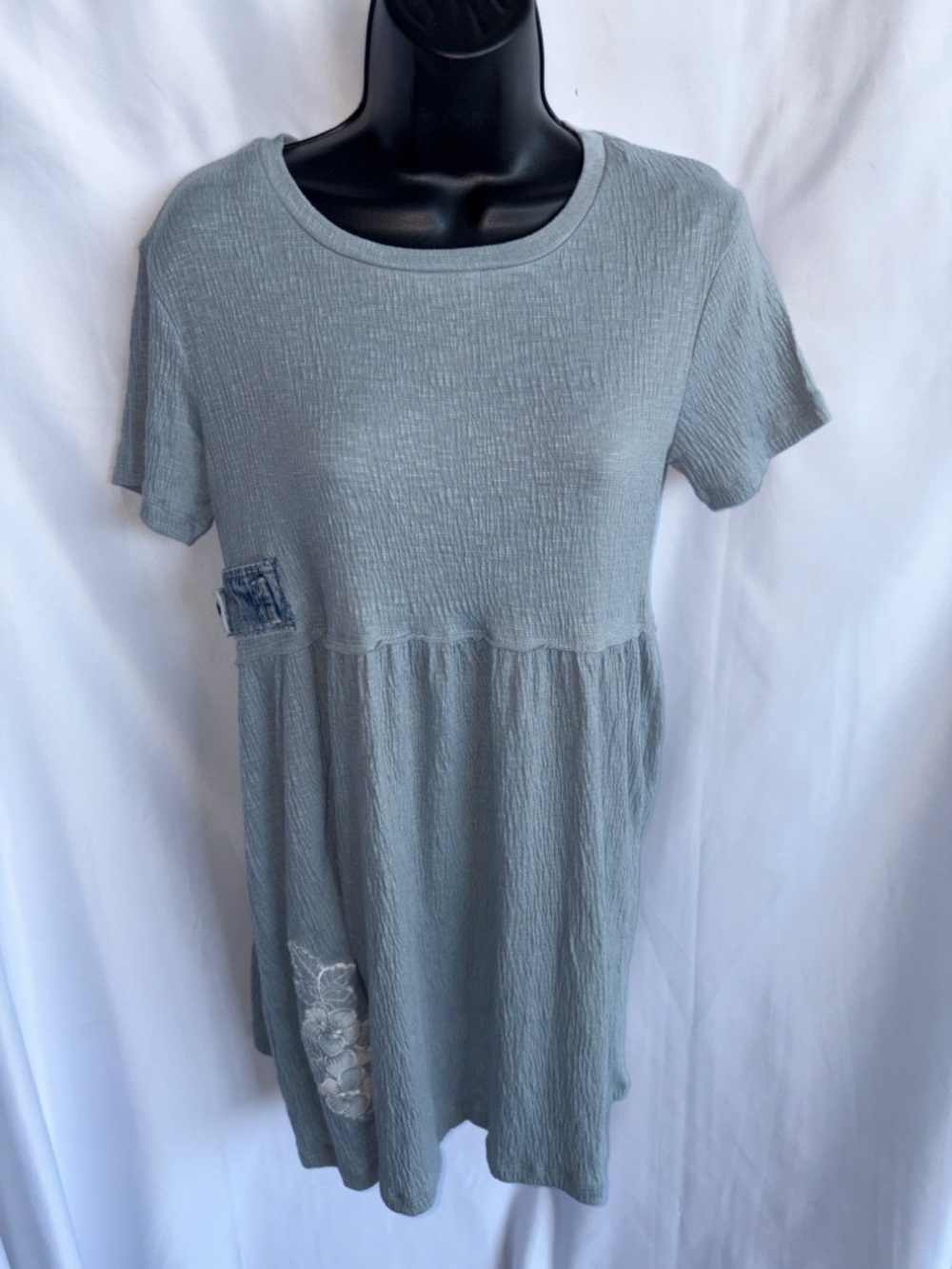 Truself Sage Babydoll One of a Kind Upcycled dress, sz S, 16” PTP, 31” L